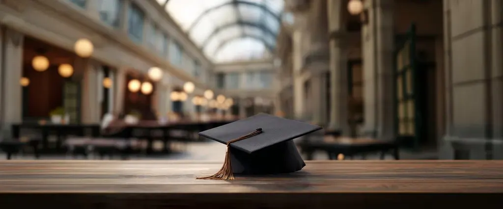 Toque de diplômé dans une galerie