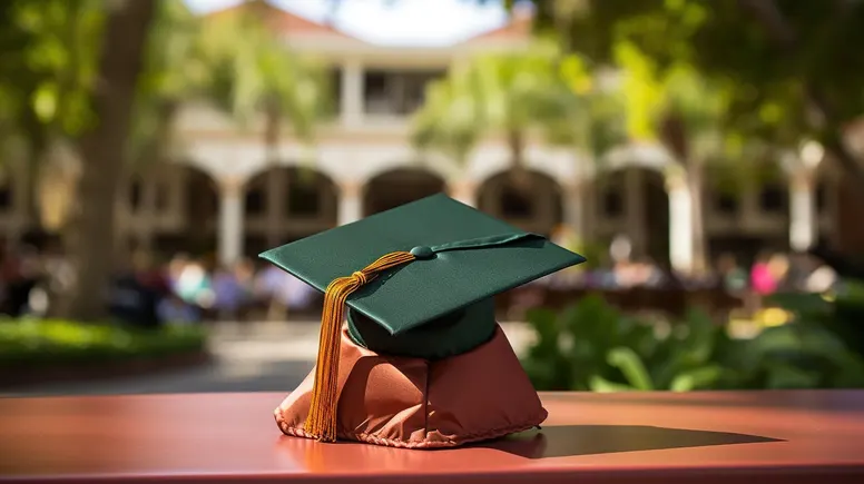 Toque de diplômé posée sur une table